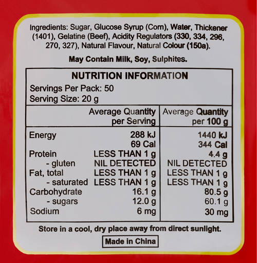 Nutrients 1, Giant Lollies 1kg - Cola Bottles