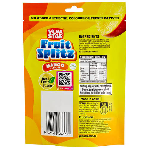 Front shot 2, Fruit Splitz Peelable Gummy Mango 144g