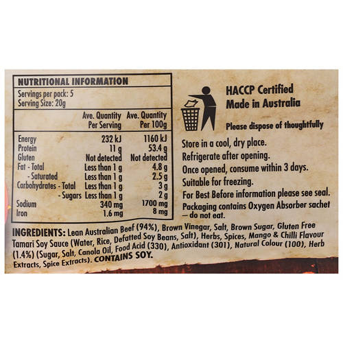 Nutrients 1, Biltong Slices Mango & Chili 100g
