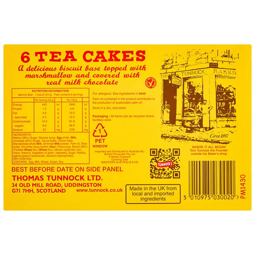 Front shot 2, Tea Cakes 6 Pack 144g