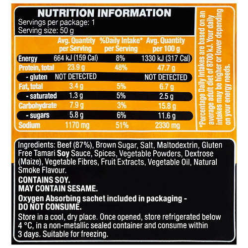 Nutrients 1, BBQ Beef Jerky 50g