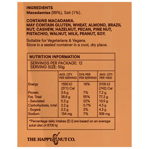 Nutrients 1, Roasted & Salted Australian Macadamias 600g