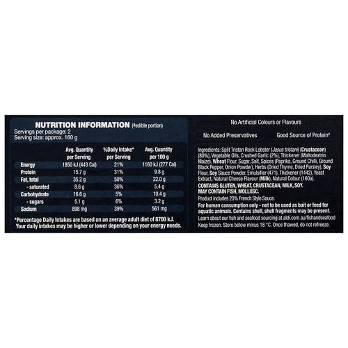 Split Rock Lobster with French Style Sauce 450g