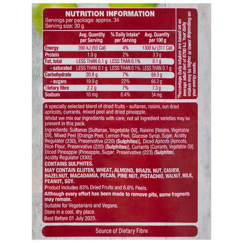 Nutrients 1, Mixed Dried Fruit 1kg