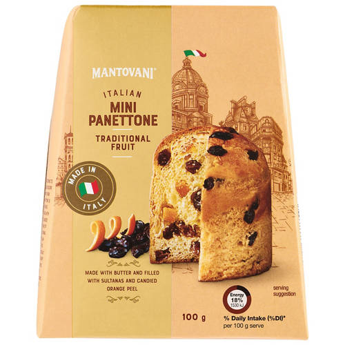 Front shot 2, Mini Panettone Traditional Fruit 100g