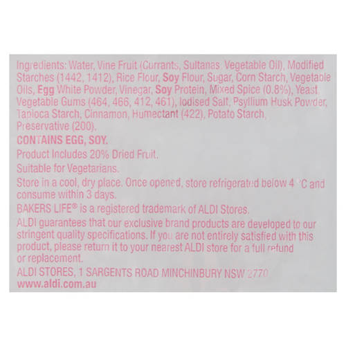 Ingredients 1, Gluten Free Chocolate Hot Cross Buns 3 Pack 180g