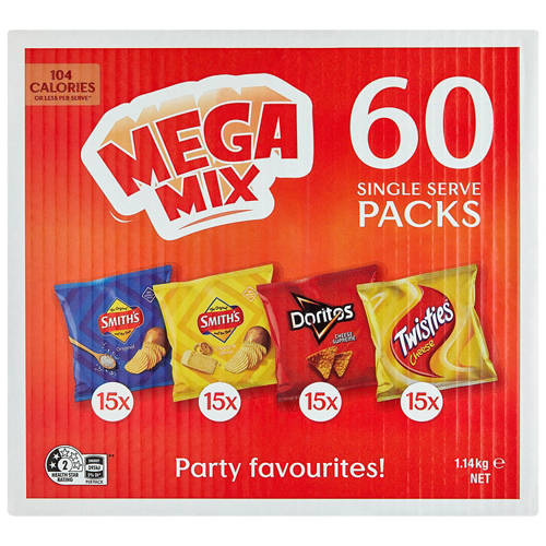 Front shot 2, Chips Mega Mix 60 Pack 1140g