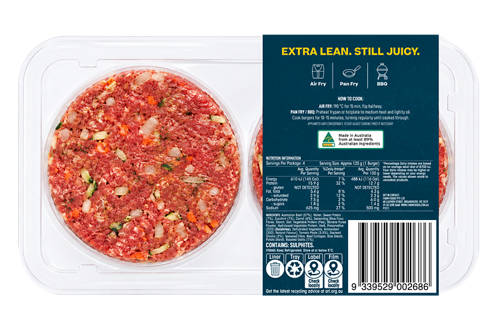 Front shot 2, Lean Beef Burgers 500g (4pack)
