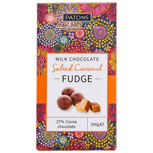 Front shot 2, Milk Chocolate Salted Caramel Fudge 200g