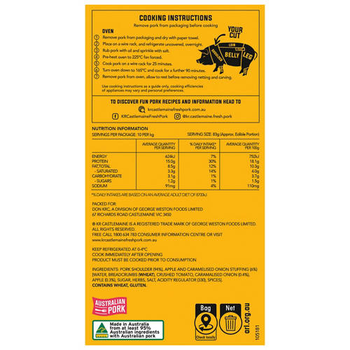 Front shot 3, Easy Carve Pork Roast with Apple & Onion Stuffing