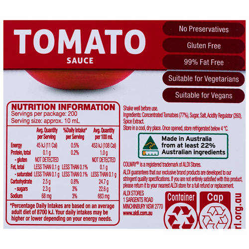 Nutrients 1, Tomato Sauce 2L