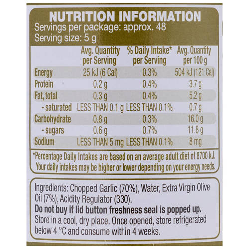 Nutrients 1, Chopped Garlic in Olive Oil 240g