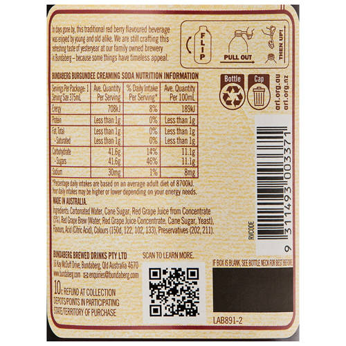 Nutrients 1, Creaming Soda 4 Pack 375ml