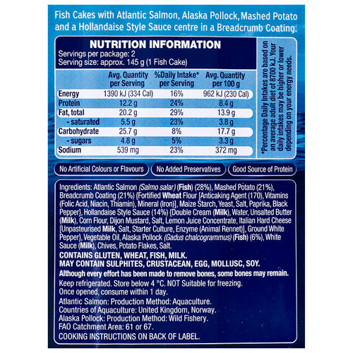 Ingredients 1, Fish Cakes 290g/ 2pk
