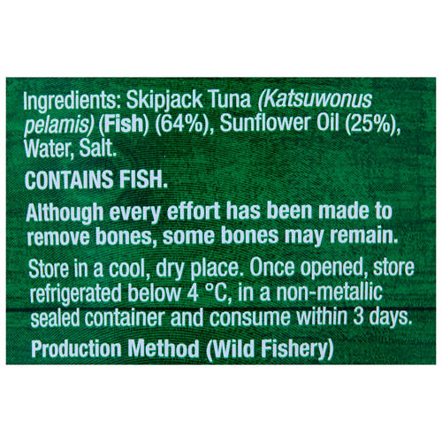 Ingredients 1, Tuna Chunks in Oil 425g