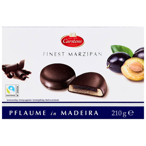 Front shot 2, Finest Marzipan Rounds Plum in Medeira 210g