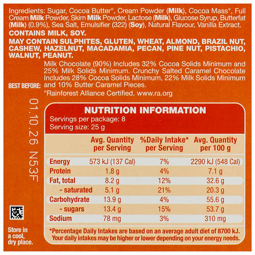 Nutrients 1, Crunchy Salted Caramel Chocolate Block 200g