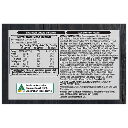 Nutrients 1, Sticky Thai Style RSPCA Approved Chicken Rice Bowl Meal Kit 785g