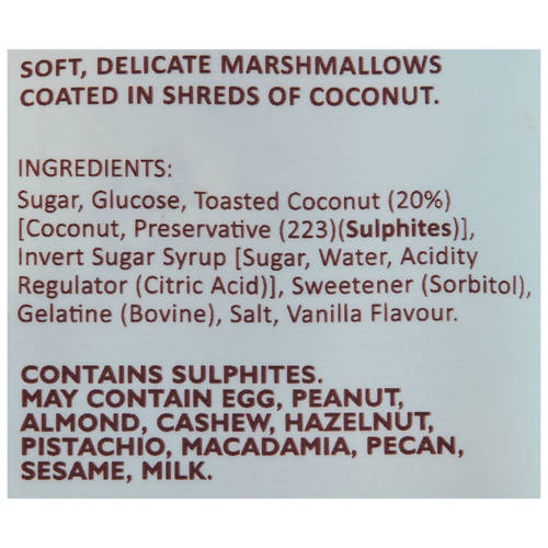Ingredients 1, Toasted Coconut Marshmallow 200g