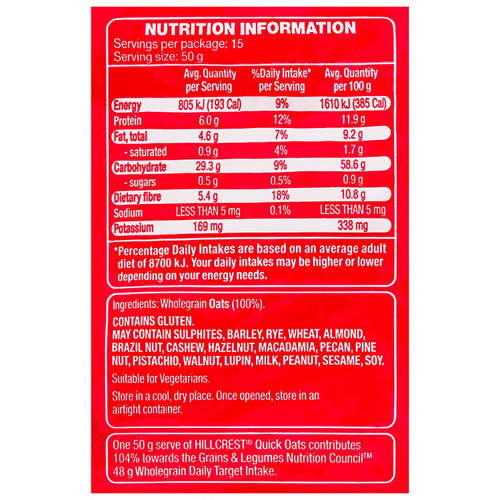 Nutrients 1, Quick Oats 750g