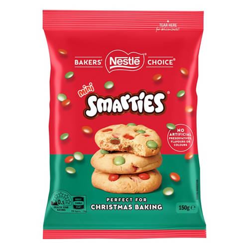 Front shot 2, Bakers Choice Red and Green Mini Smarties 150g