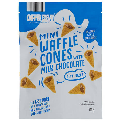 Front shot 1, Mini Milk Chocolate Filled Waffle Cones 120g