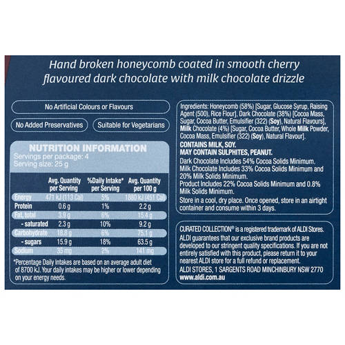 Nutrients 1, Gourmet Honeycomb Dark Chocolate Cherry 100g