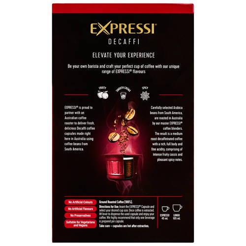 Front shot 3, Decaffi Coffee Capsules 16 Pack 124g