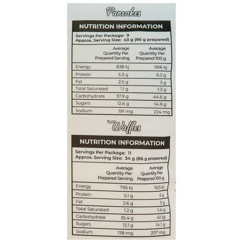 Ingredients 1, Original Vanilla Pancake and Waffle Mix