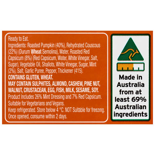 Ingredients 1, Pumpkin and Mint Cous Cous Salad 500g