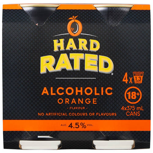 Front shot 2, Orange Cans 4 Pack 375ml