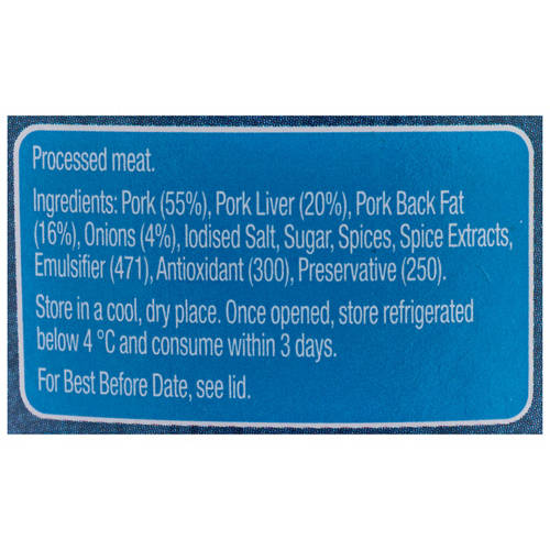 Ingredients 1, Finely Minced Pork Liverwurst 250g