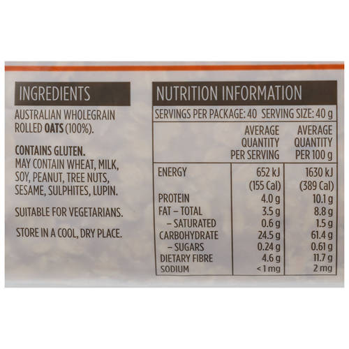 Ingredients 1, Rolled Oats 1.6kg