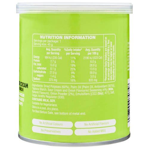 Front shot 2, Snack Stack Chips Sour Cream & Onion Flavour 45g