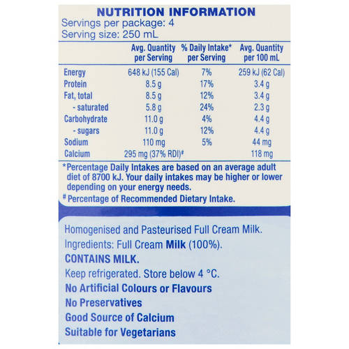 Nutrients 1, Full Cream Milk 1L