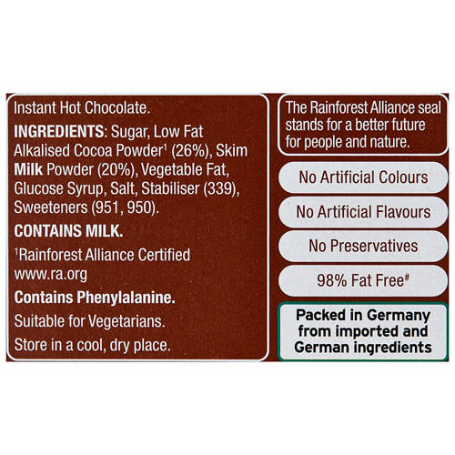 Ingredients 1, Hot Chocolate Sachets 10 Pack 200g