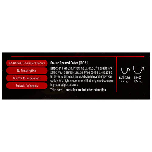 Ingredients 1, Coffee Capsules Intenzo 16 Pack 124g
