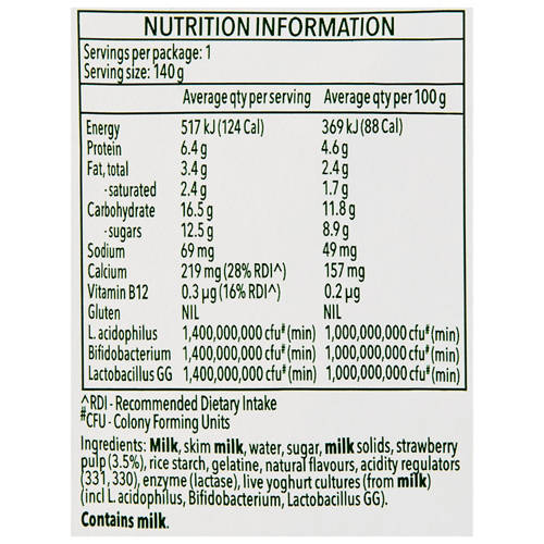 Nutrients 1, Kids Strawberry Yoghurt 140g