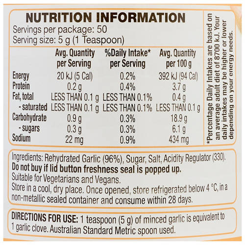 Nutrients 1, Minced Garlic 250g