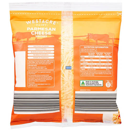 Front shot 2, Shredded Parmesan Cheese 250g