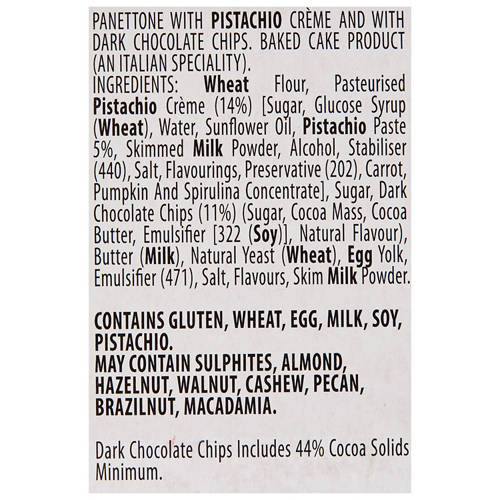 Ingredients 1, Pistachio Panettone 750g