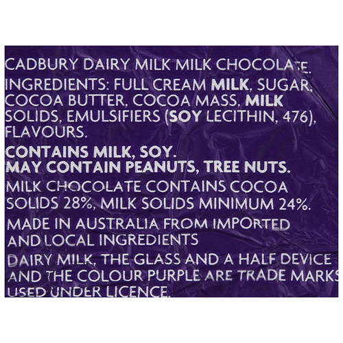 Ingredients 1, Dairy Milk Hollow Bunny 150g