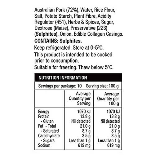 Nutrients 1, Pork Chipolatas 1kg