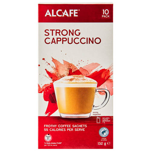 Front shot 2, Strong Cappuccino Sachets 10 Pack 132g