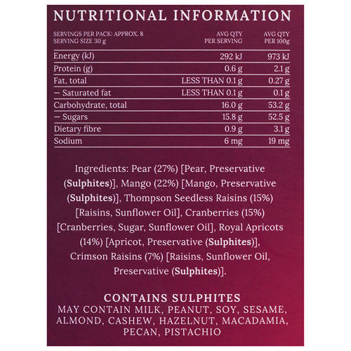 Nutrients 1, Premium Dried Fruit Selection 250g