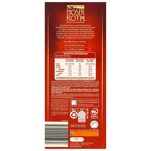 Front shot 2, Dark Orange & Almond Chocolate Bars 5 Pack 125g