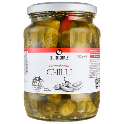 Front shot 2, Chilli Cornichons 680g