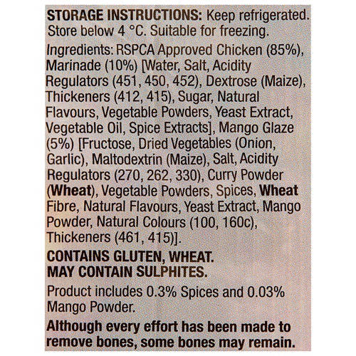 Ingredients 1, Boneless Butterflied Chicken Spiced Mango