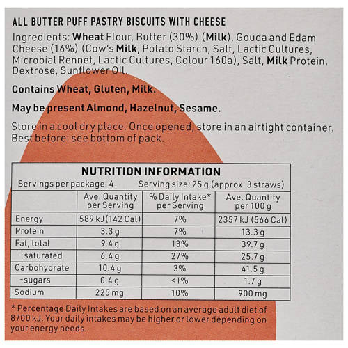 Nutrients 1, Cheese Straws 100g