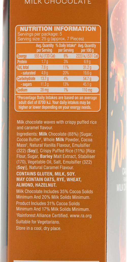 Nutrients 1, Milk Chocolate Waves Caramel 125g